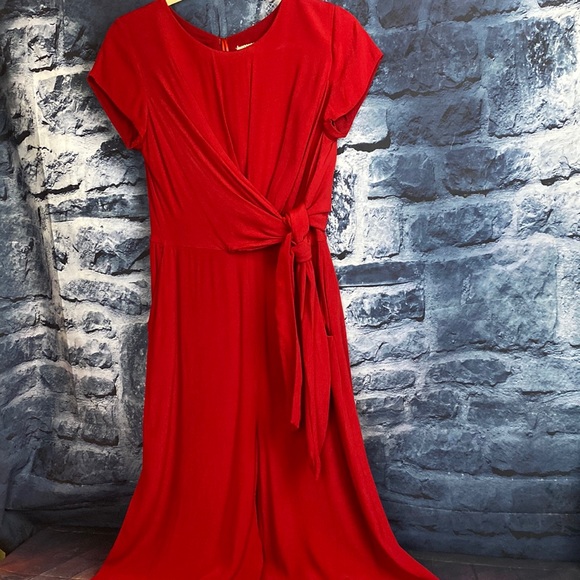 Maeve by Anthropologie Overlapping Tie Top Wide Leg Pant Jumpsuit - Picture 1 of 11